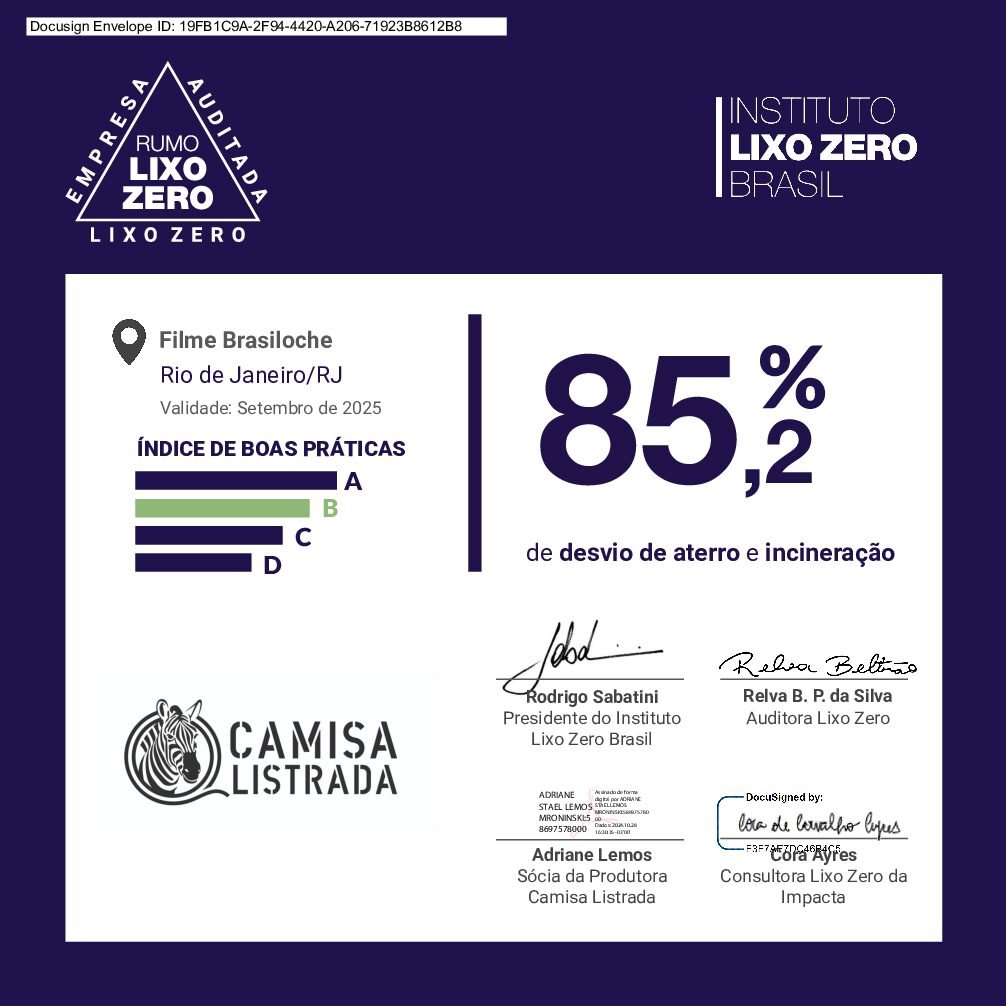 CERTIFICADO SELO RUMO AO LIXO ZERO - BRASILOCHE