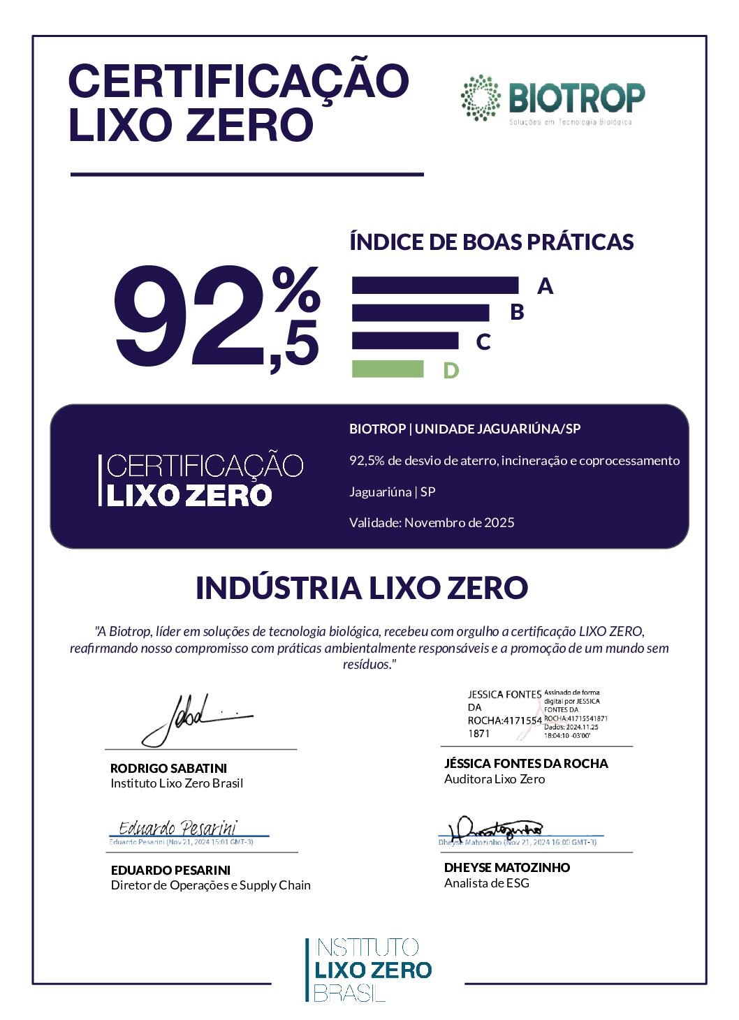 CertificaçãoLixoZero_ Biotrop_Jaguariúna_SP_Nov_2024