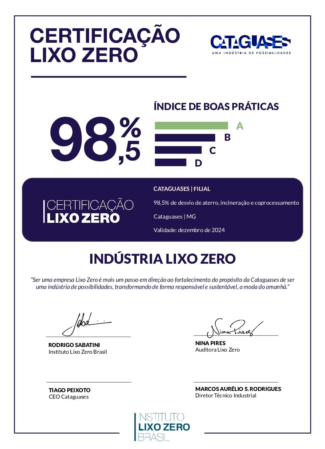CertificaçãoLixoZero_Cataguases_Filial_MG_Dezembro_2023