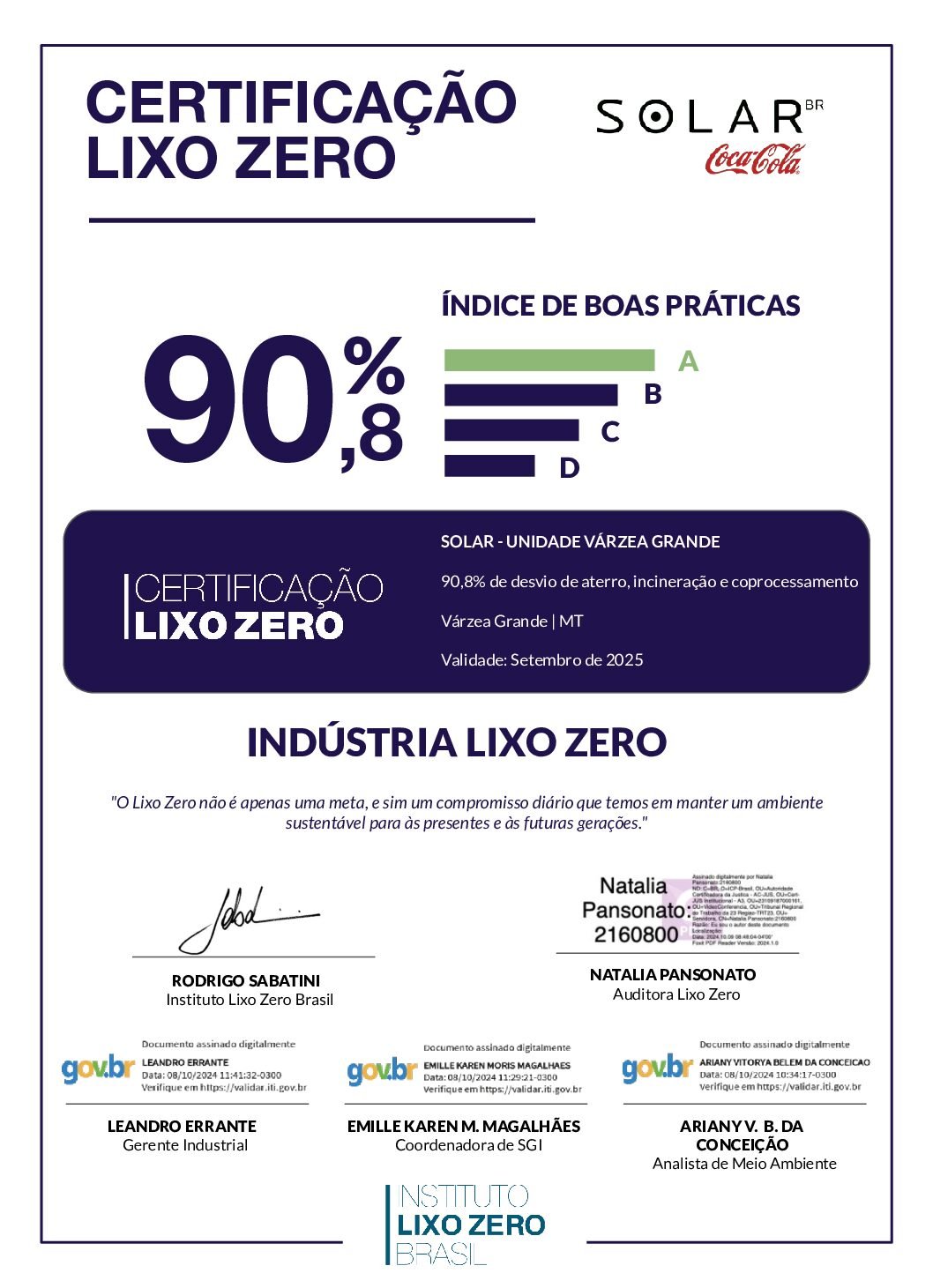 CertificaçãoLixoZero_Solar_Unidade_VárzeaGrande_MT_Set_2024