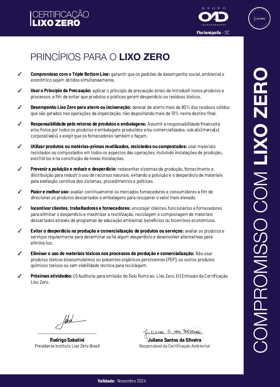 CompromissoLixoZero_OBRA PRAIA MOLE SPE_PRÉDIO TUJUH - GrupoOAD_Novembro_2023